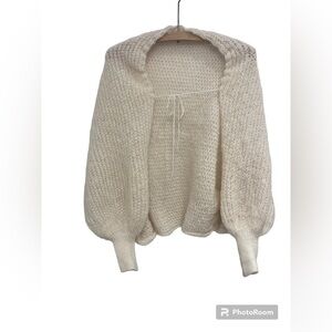 Handmade Drop Shoulder Open Front
Crop Cardigan beige ballon sleeve